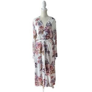 NWT long floral belted gauzy kimono size small